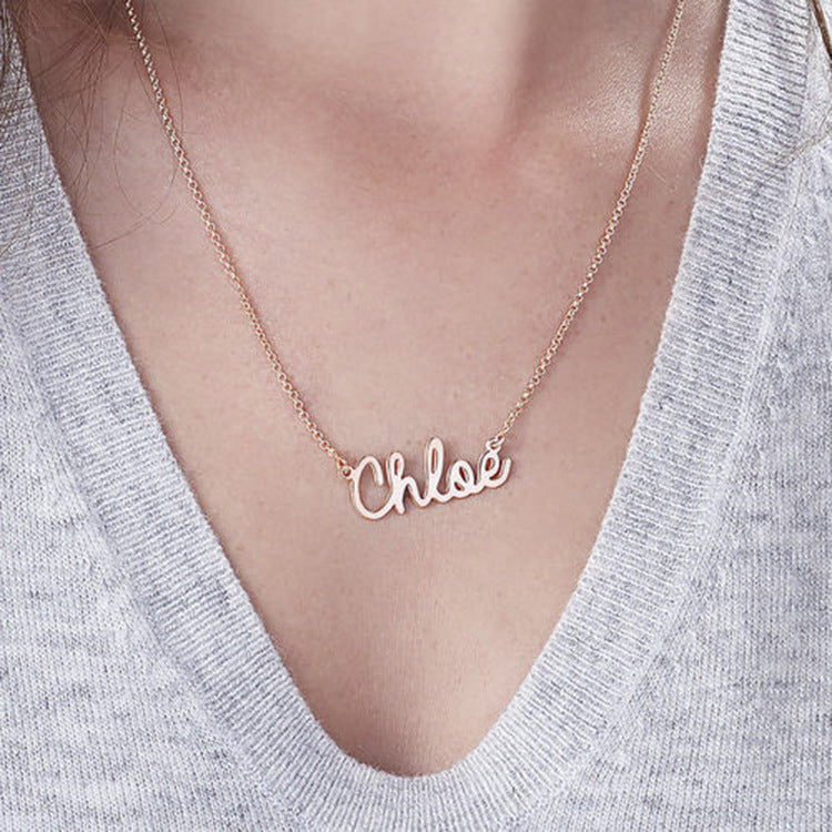 925 Sterling Silver Private Custom Necklace Letter Name Girl Customized Lettering Valentine'S Day Birthday Gift