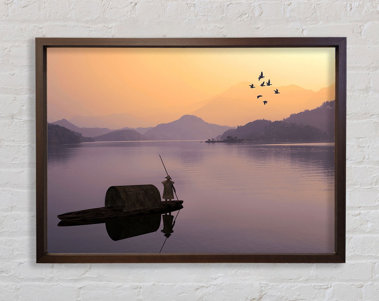 Chinese Fisherman At Dusk Framed Wall Art