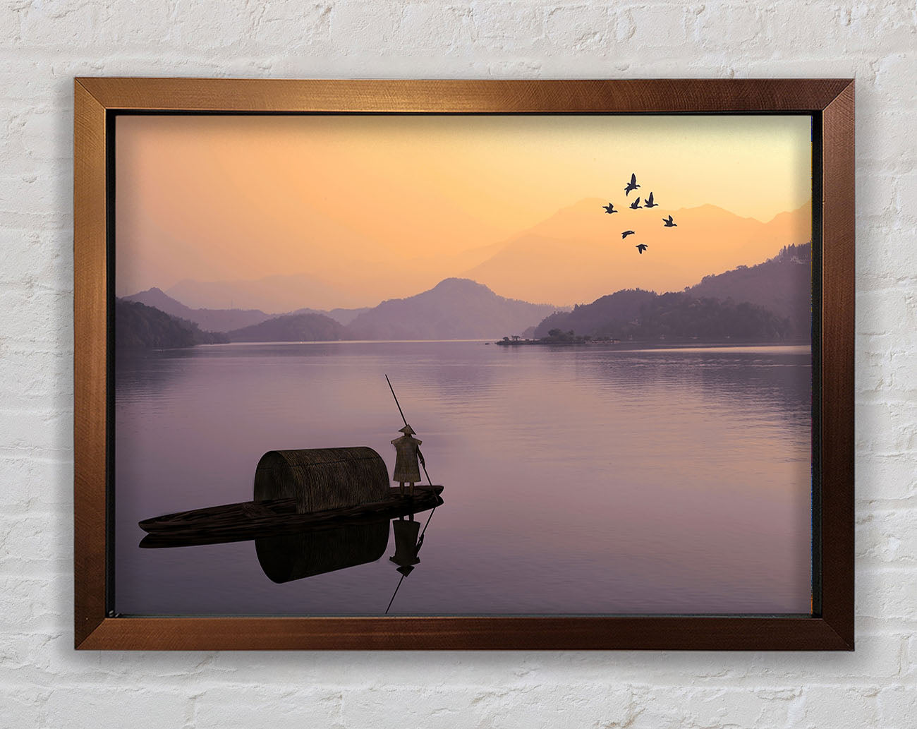 Chinese Fisherman At Dusk Framed Wall Art