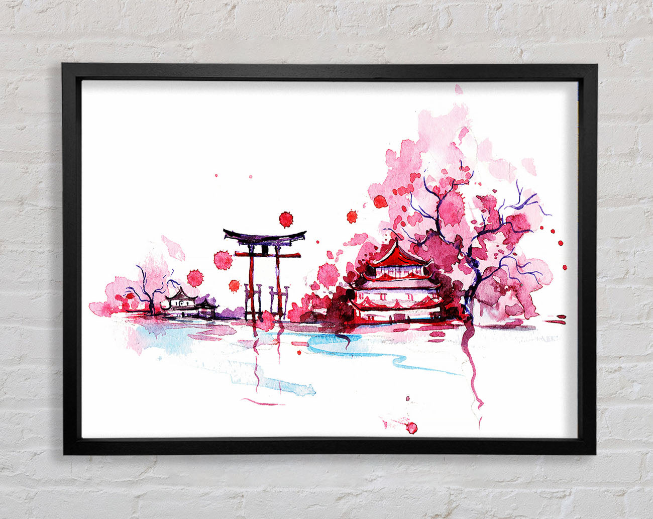 Chinese Cherry Blossom Lake Framed Wall Art