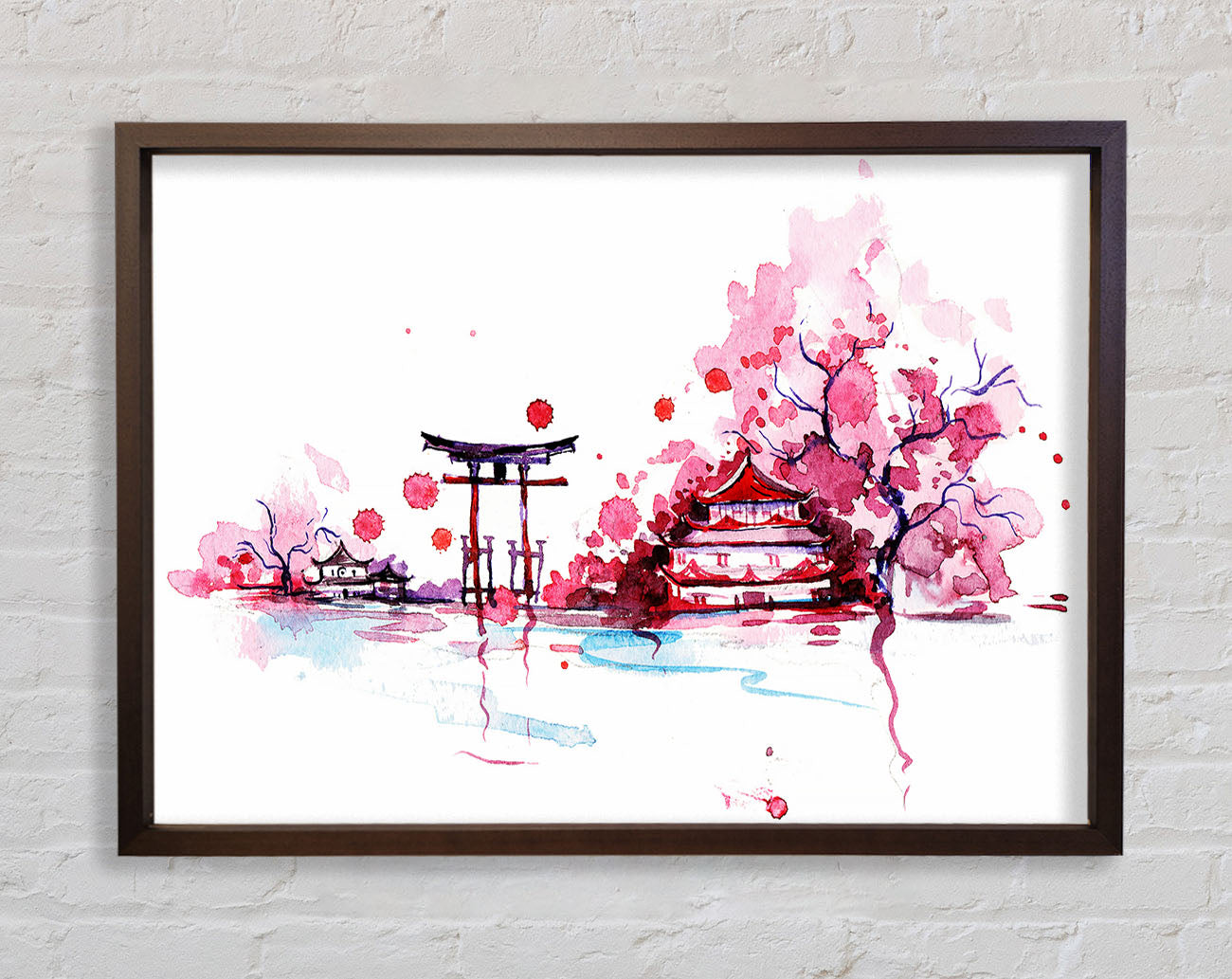 Chinese Cherry Blossom Lake Framed Wall Art