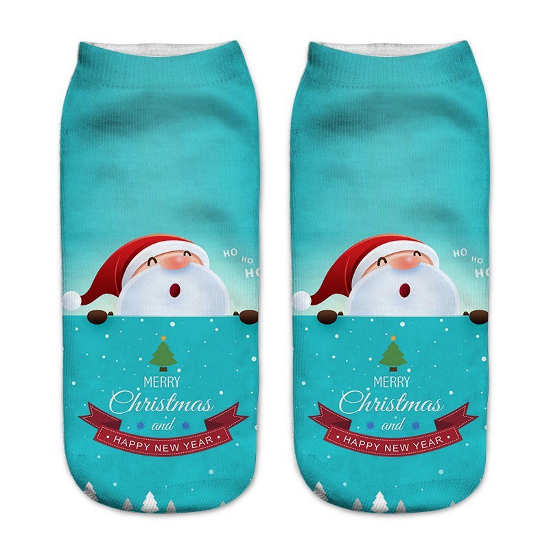 New 3D Printed Christmas Pattern Women's Boat Socks