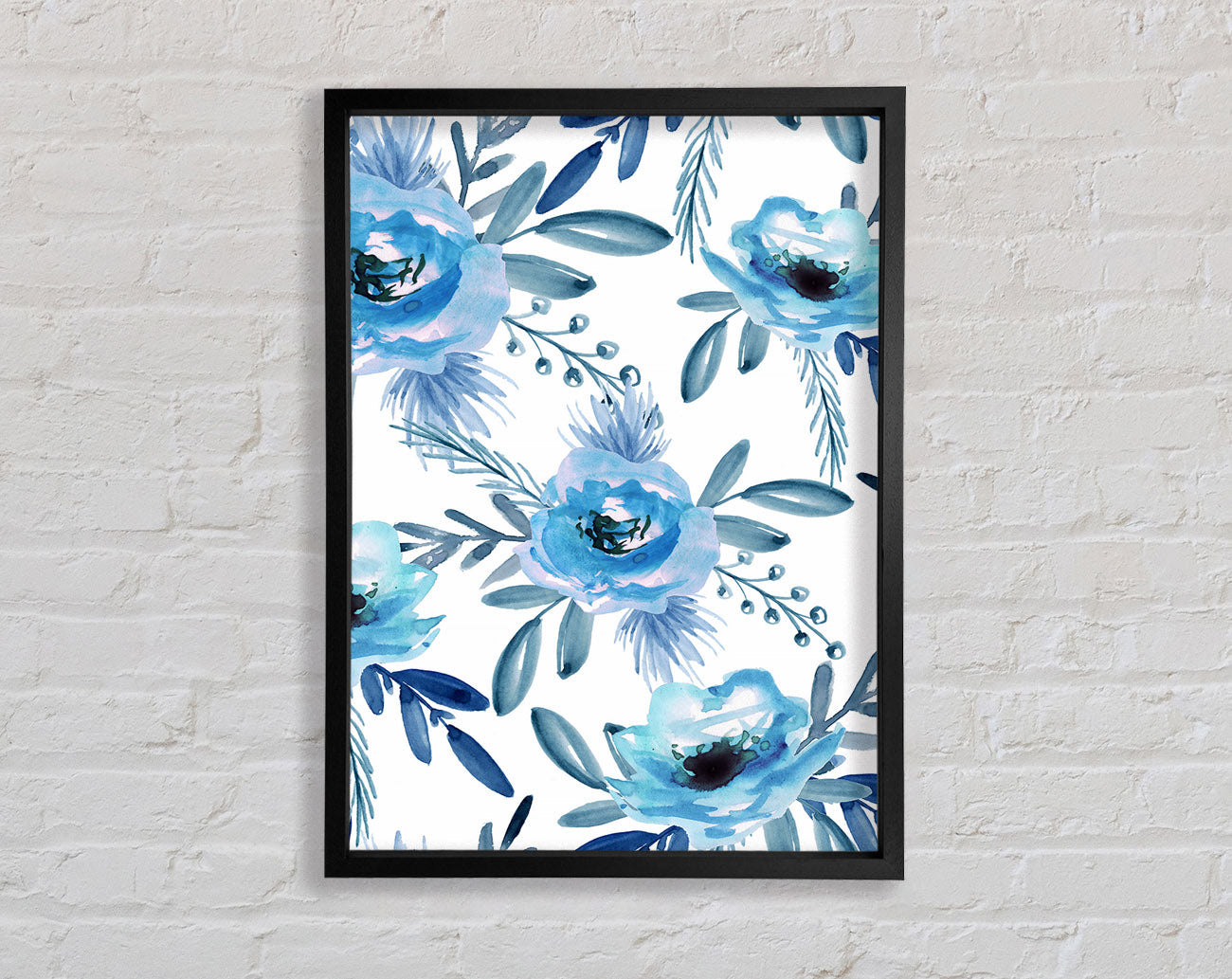 Blue Rose Bloom Framed Wall Art