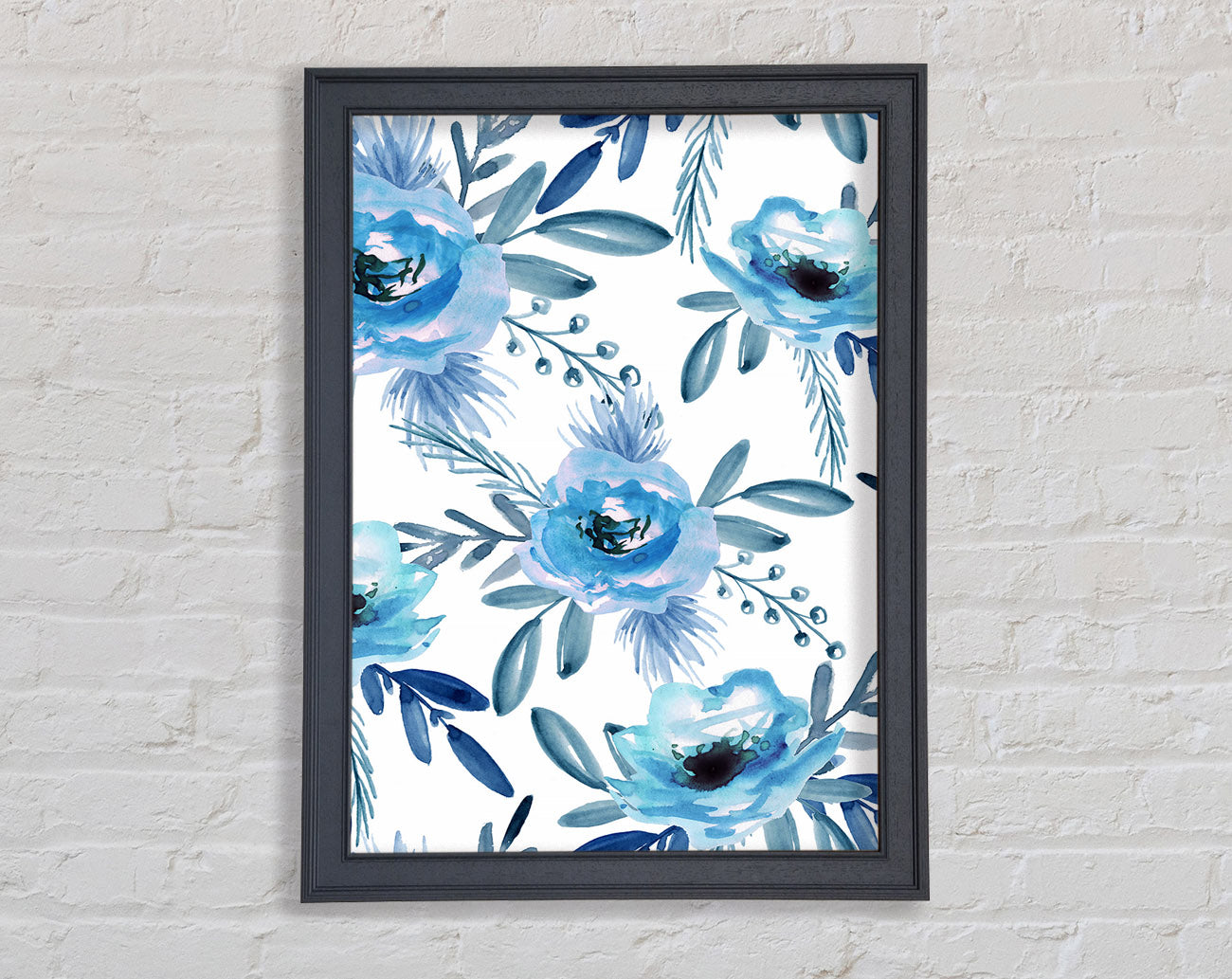 Blue Rose Bloom Framed Wall Art