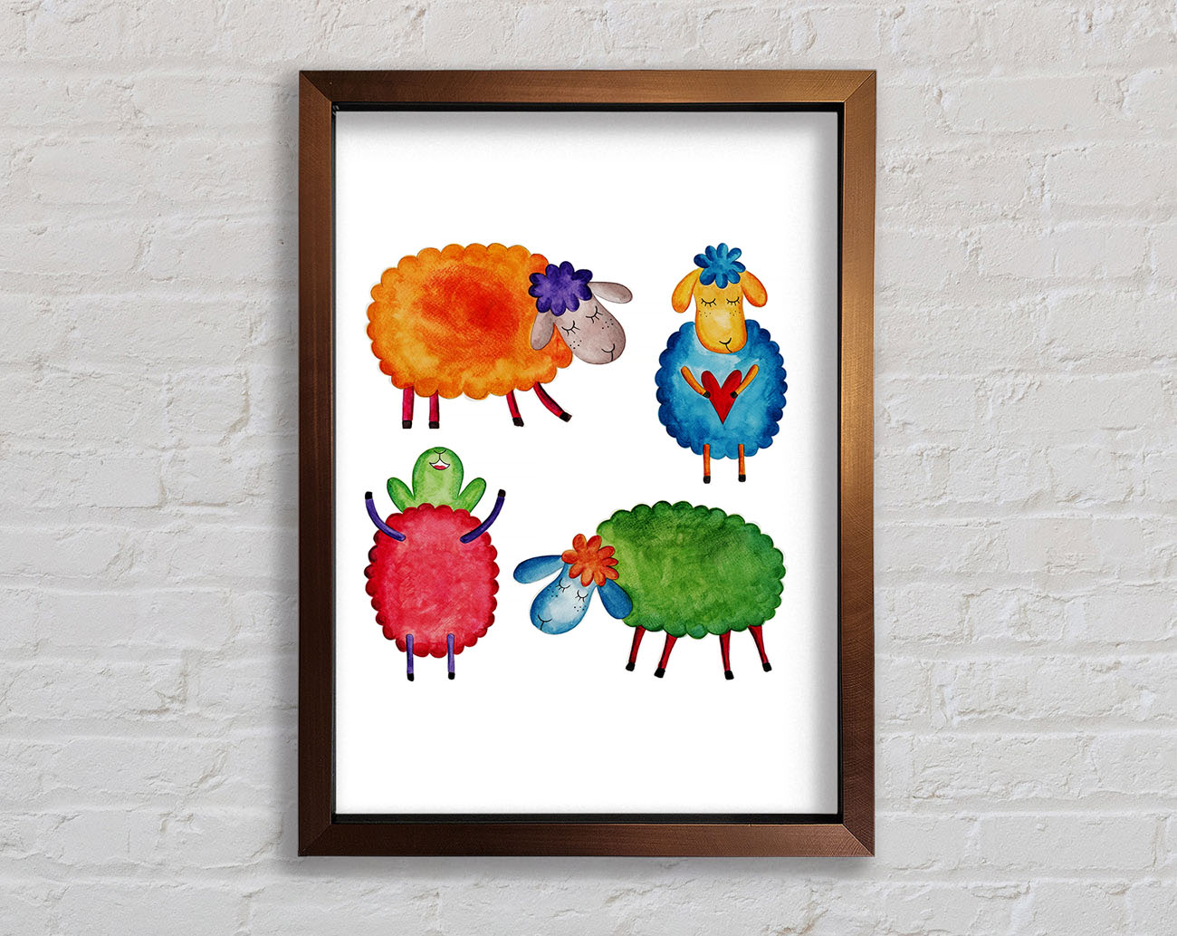 Colourful Sheep Framed Wall Art