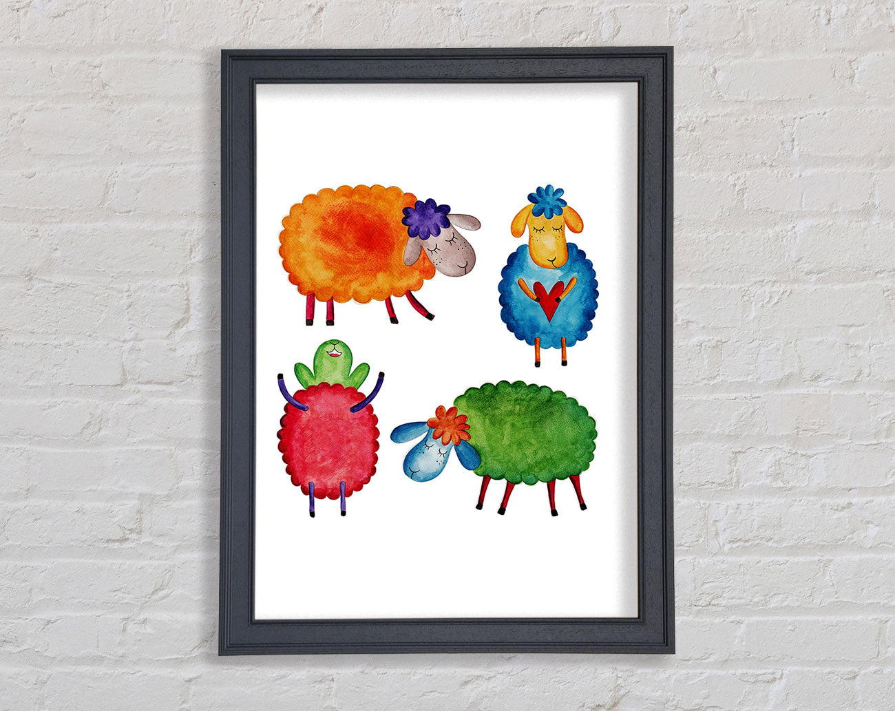 Colourful Sheep Framed Wall Art