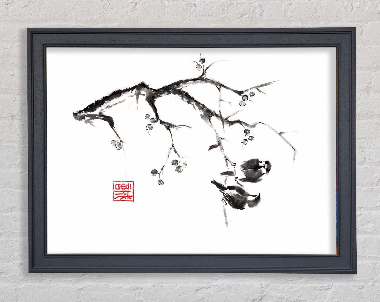 Chinese Birds In The Branch Framed Wall Art
