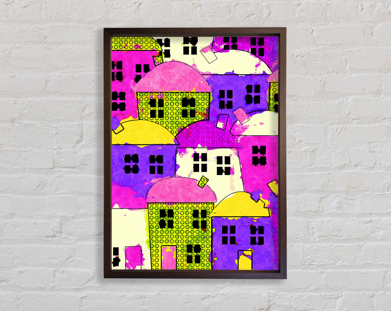 Colourful Town Houses Framed Wall Art