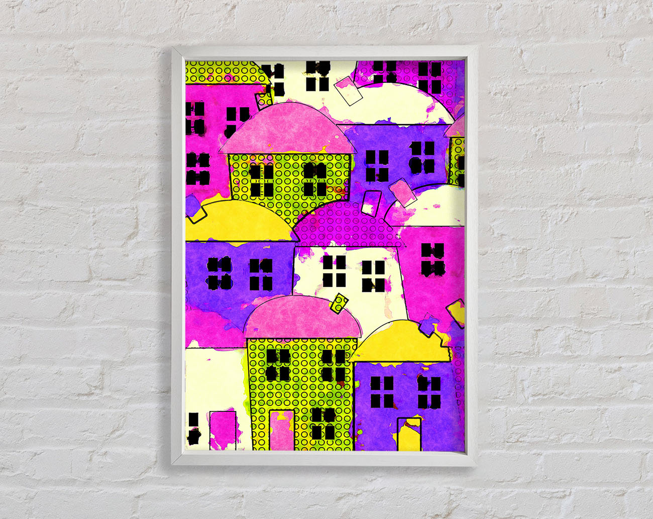 Colourful Town Houses Framed Wall Art