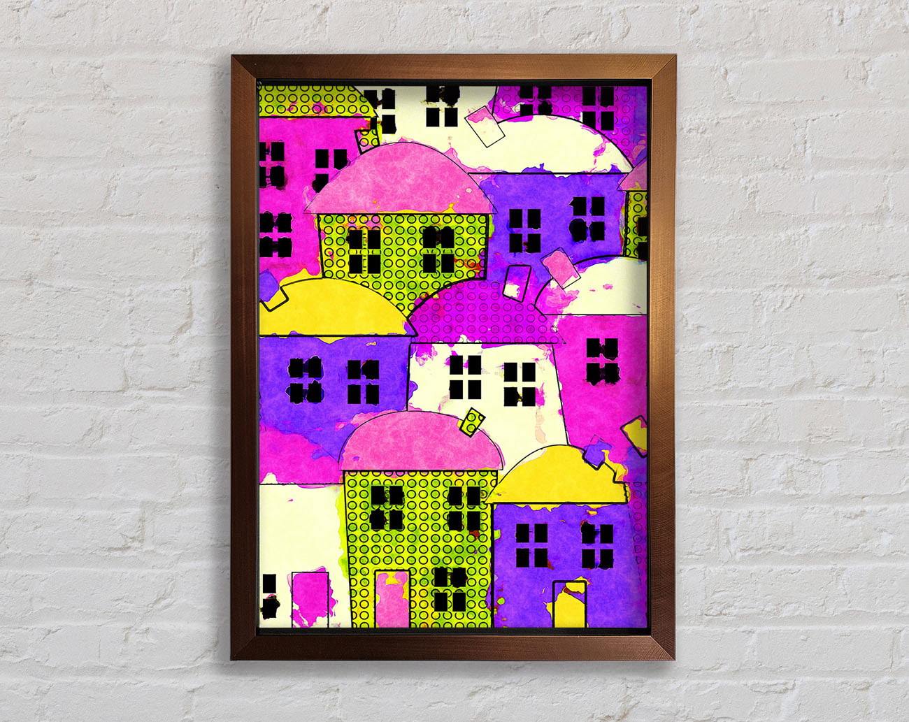 Colourful Town Houses Framed Wall Art