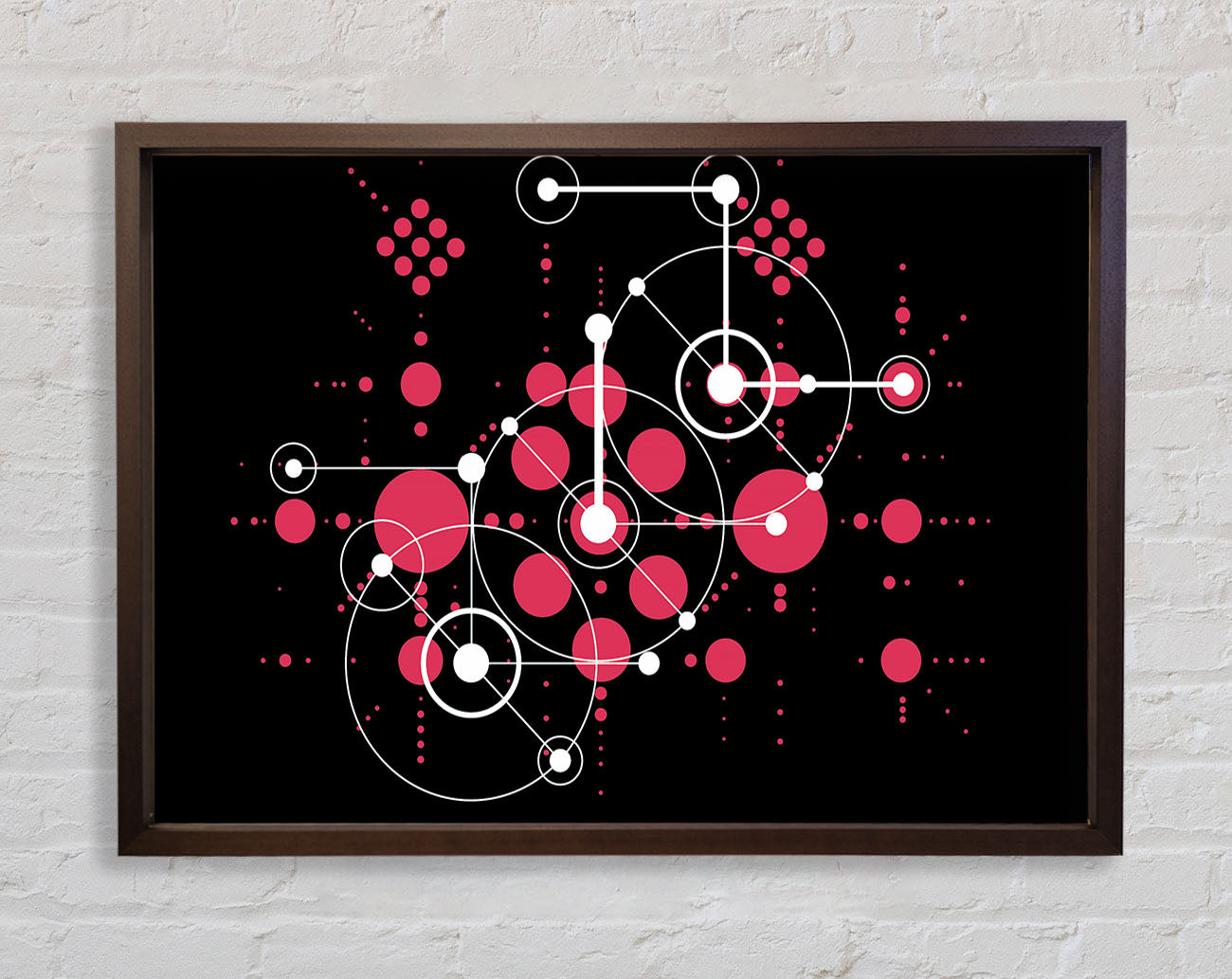 Circles Of Connections Red Framed Wall Art
