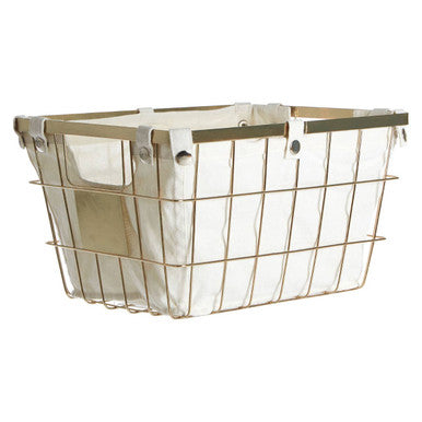 Harga Medium Gold Finish Wire Storage Basket with Lining
