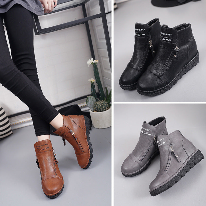 Martin boots with round toe and thick soles