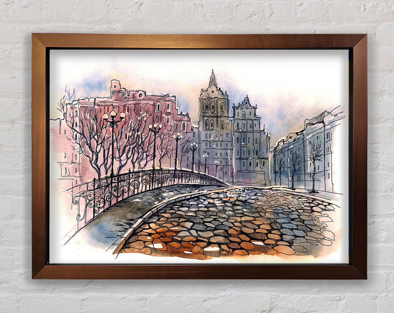 Cobbled Streets Framed Wall Art