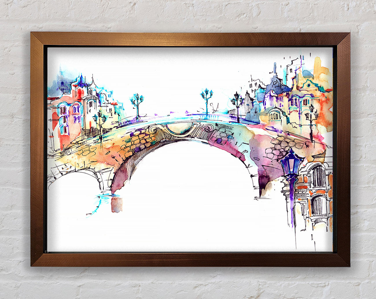Colourful Bridge Framed Wall Art