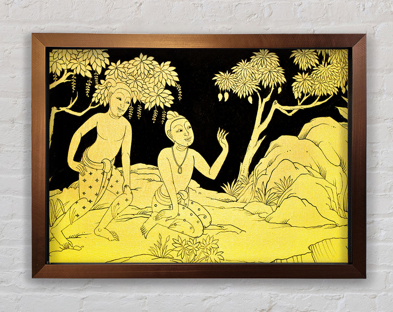 Buddha In The Golden Framed Wall Art
