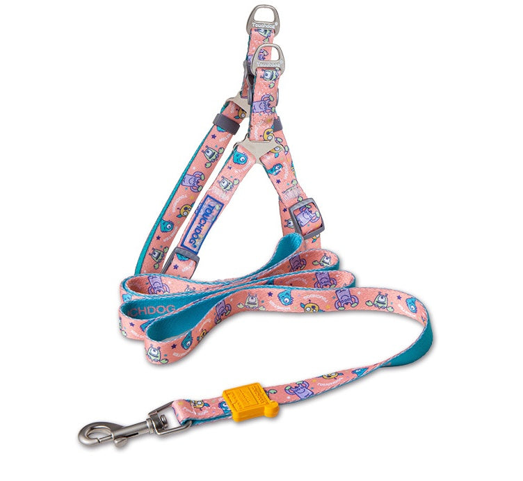 Touch dog it''s new heat transfer printing traction rope chest back collar dog rope walking dog artifact traction outdoor belt