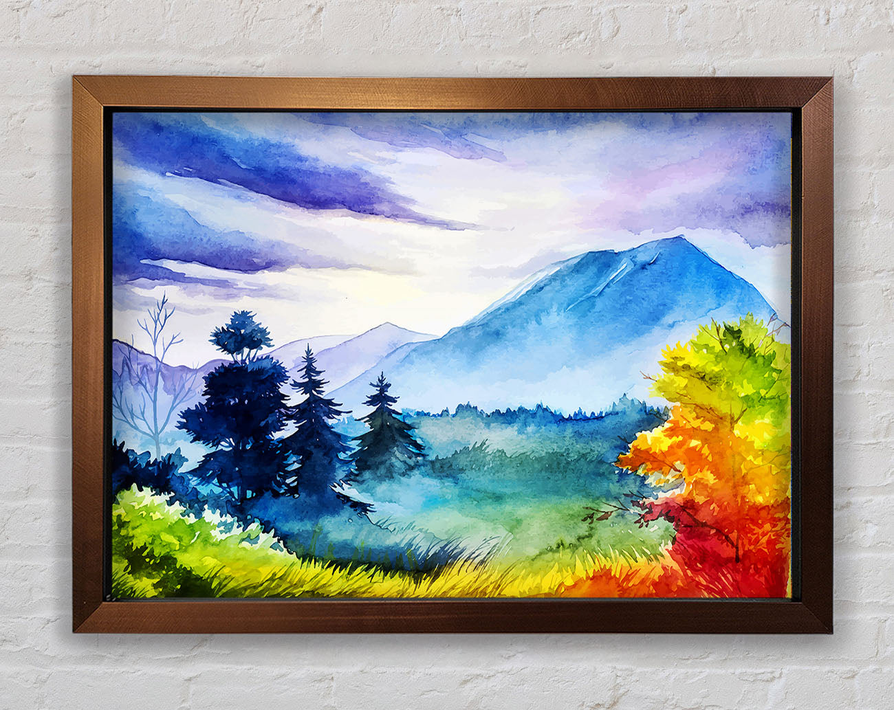 Autumn Mountain trees Framed Wall Art