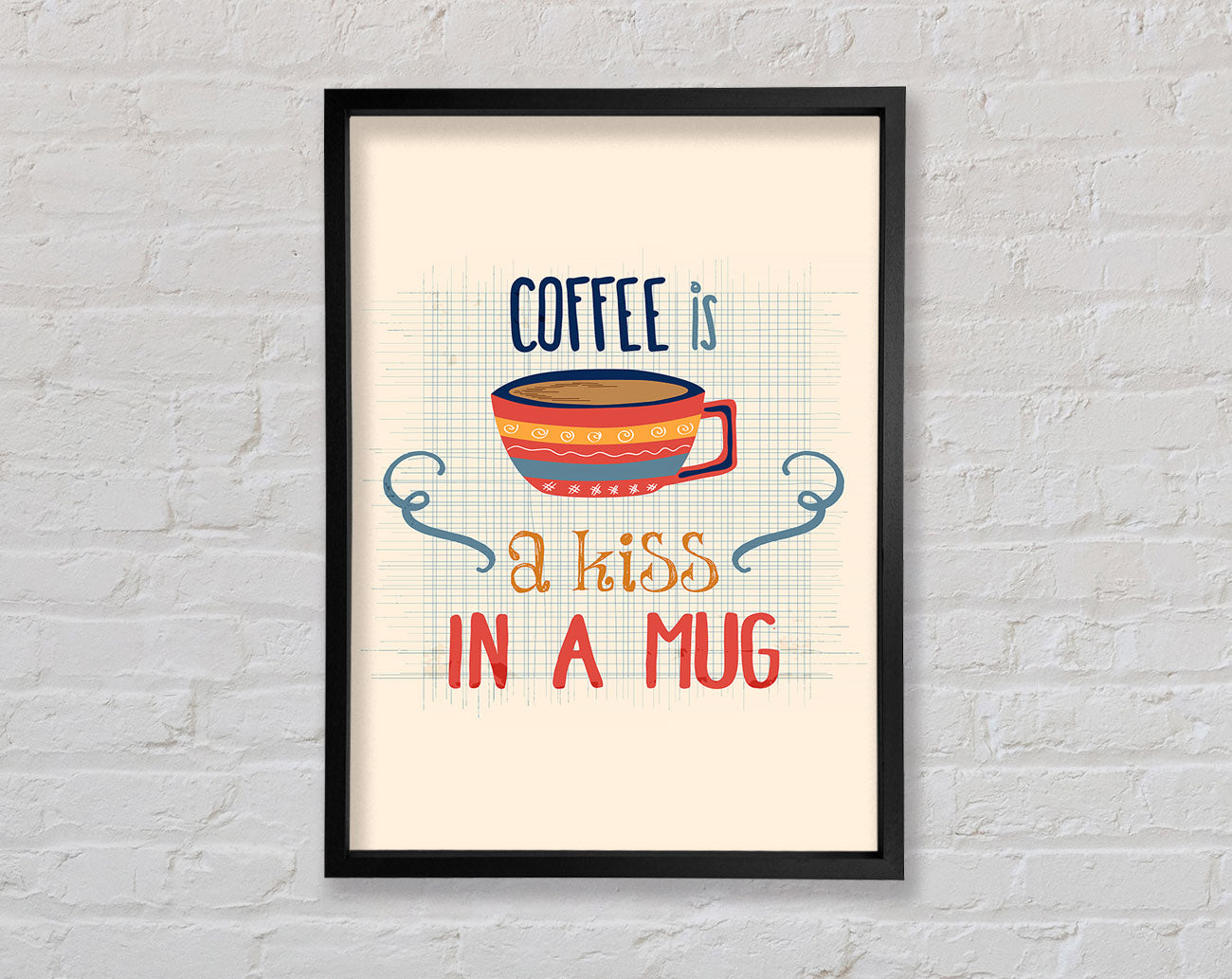 Coffee Is A Kiss In A Mug Framed Wall Art