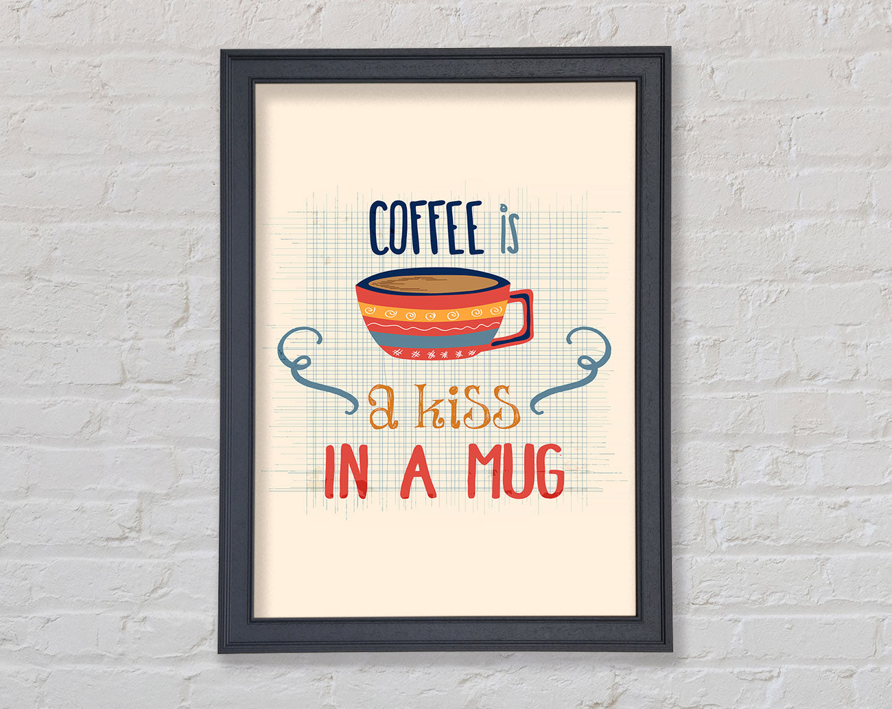 Coffee Is A Kiss In A Mug Framed Wall Art