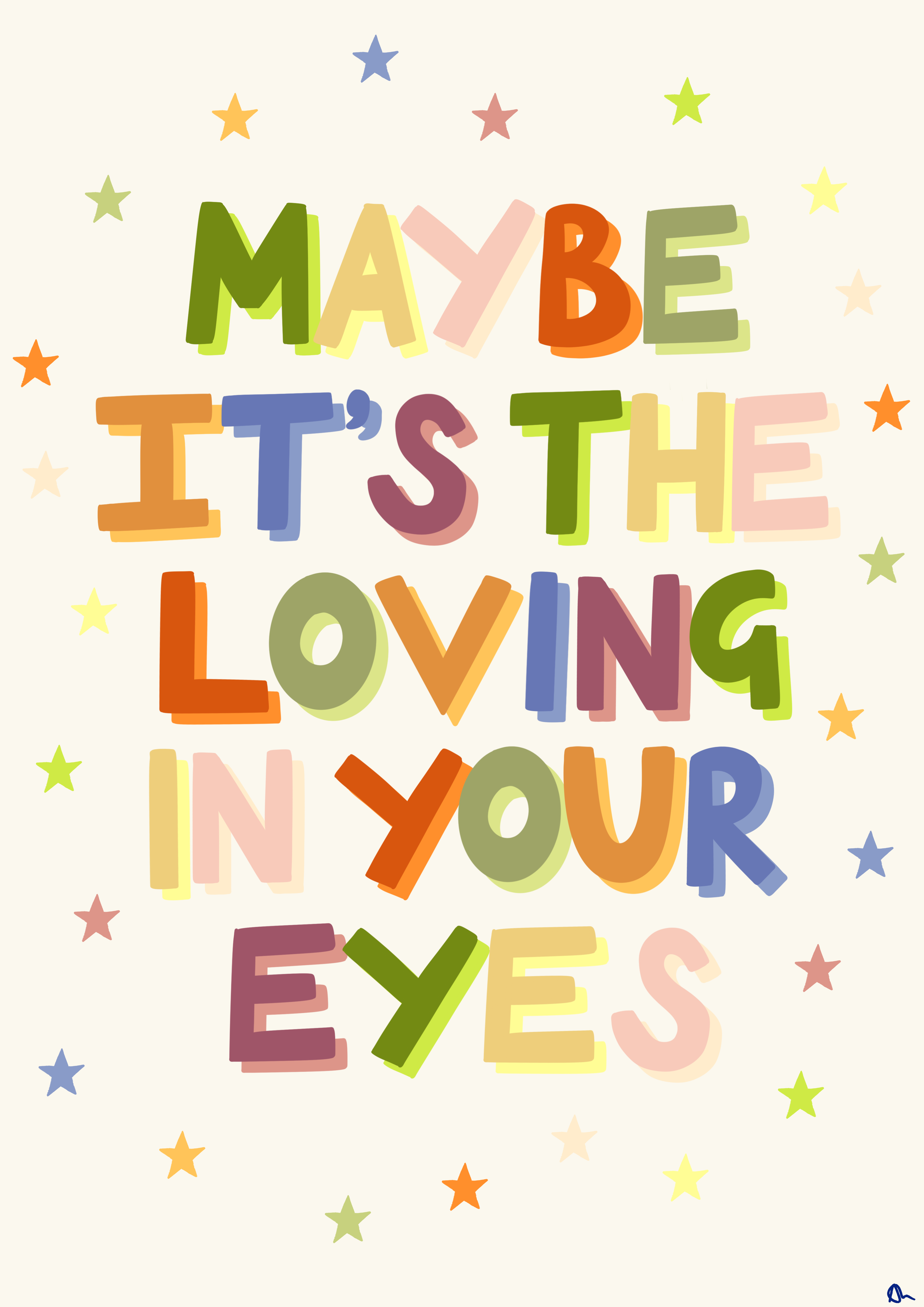 Loving In Your Eyes | Colourful Olivia Dean Quote Music Print Wall Art