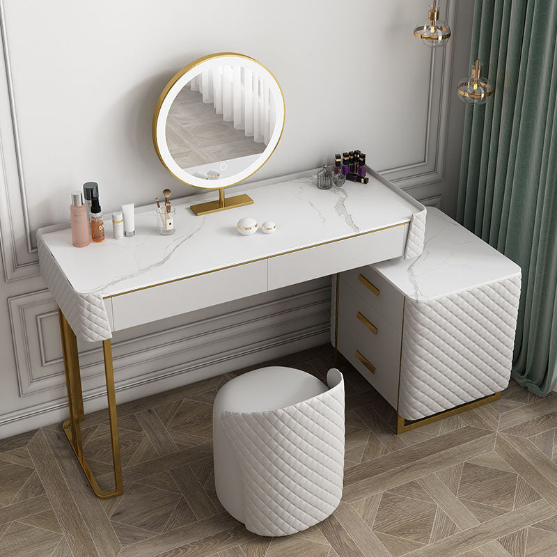 Allurea Dressing Table With LED Mirror, Greyish Cream