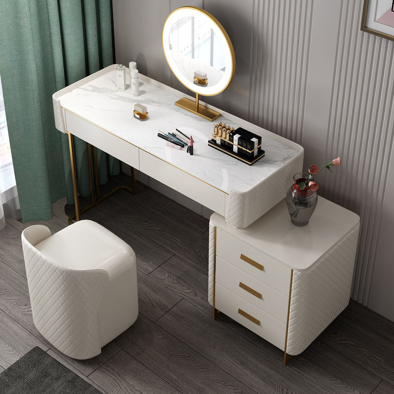 Allurea Dressing Table With LED Mirror, Greyish Cream