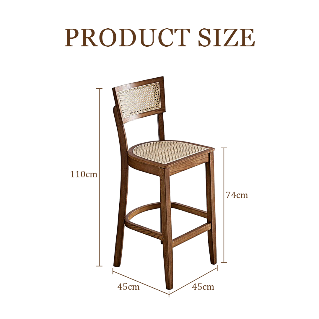 Rico Bar Chair, Rattan & Solid Wood