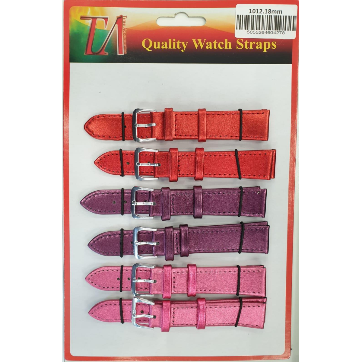 Watch Straps Metallic Colours Red/Pink/Purple 14mm - 6pk