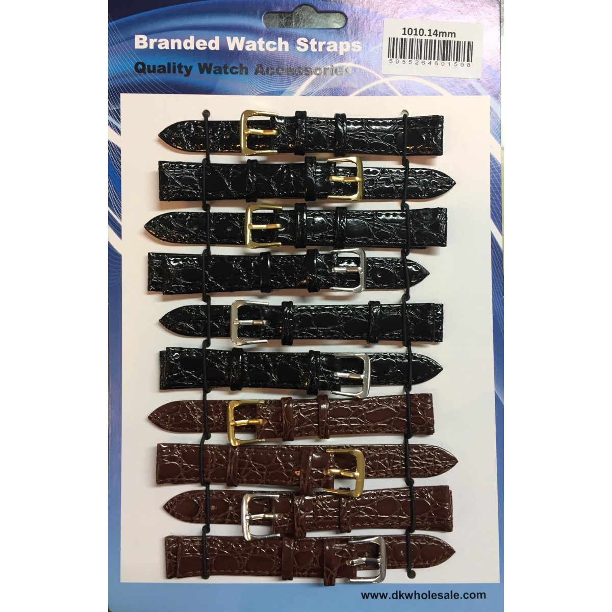 Brown/Black Leather Croc Grain Watch Straps Pk10 18mm 1010