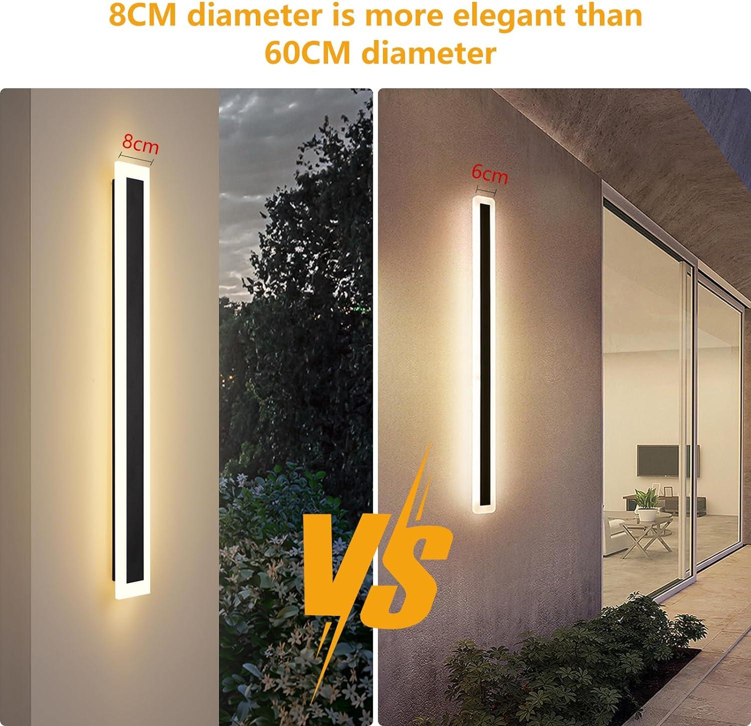 Outdoor Wall Light 90cm Modern Porch Patio Black Waterproof 18W YAOWSZM