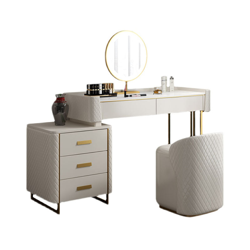Allurea Dressing Table With LED Mirror, Greyish Cream