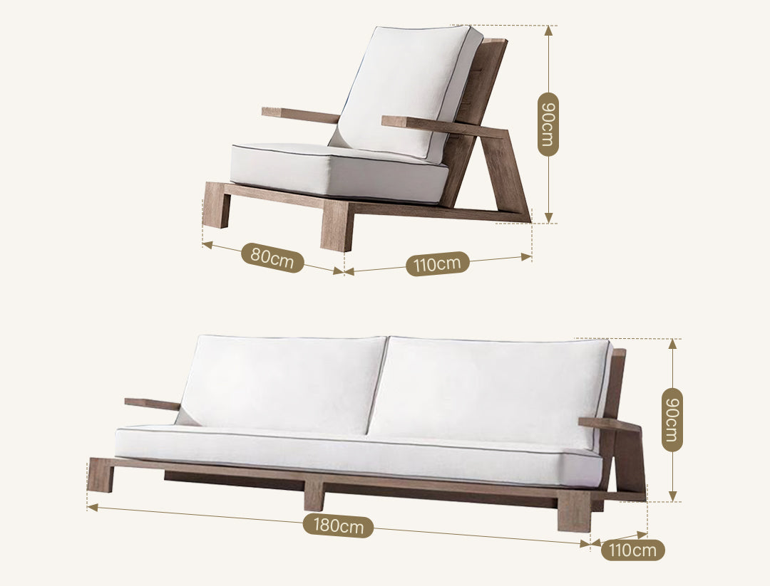 Chandler Oak Lounge Chair And Ottoman, Outdoor Armchair
