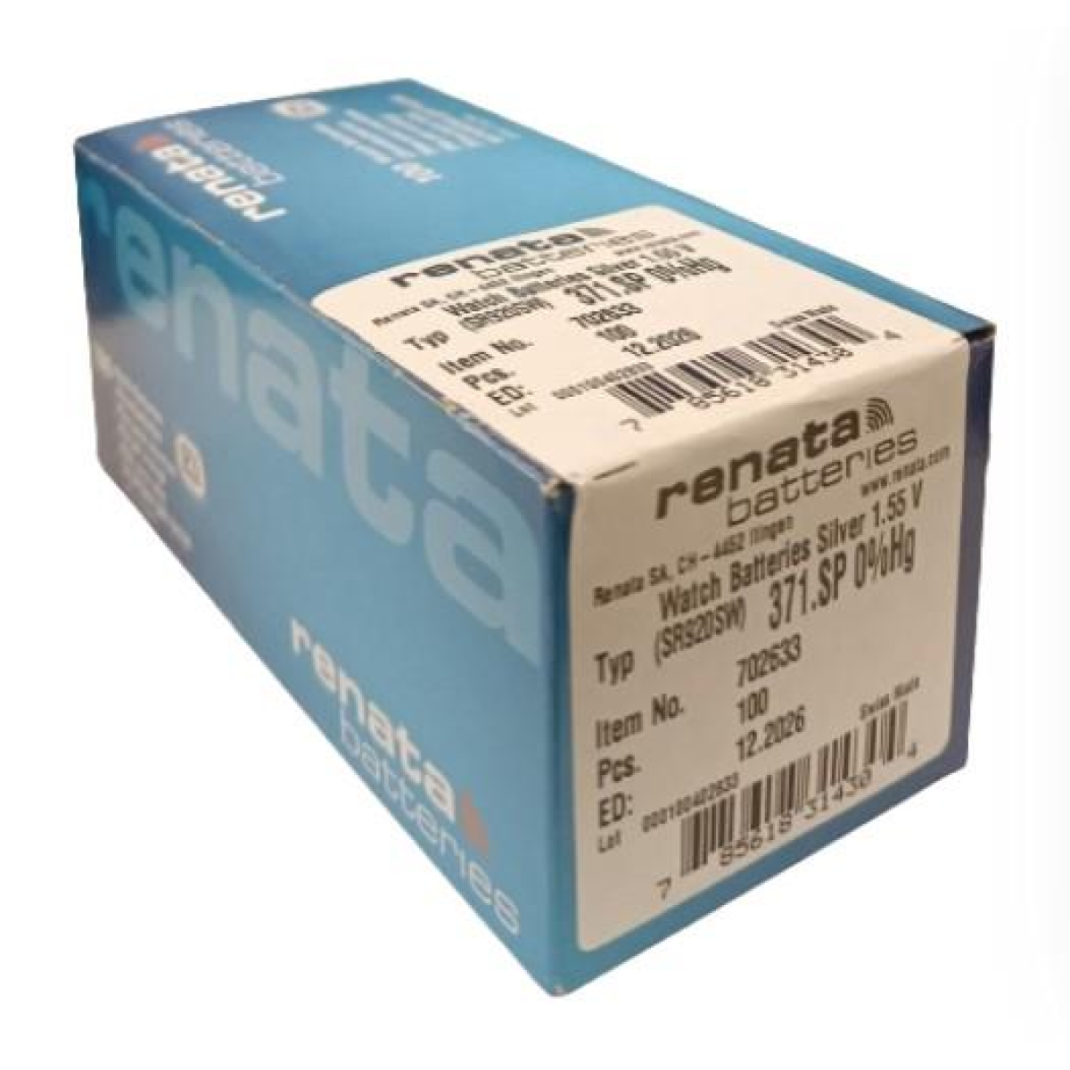 RENATA SP 371 Watch Batteries Pack Of 100