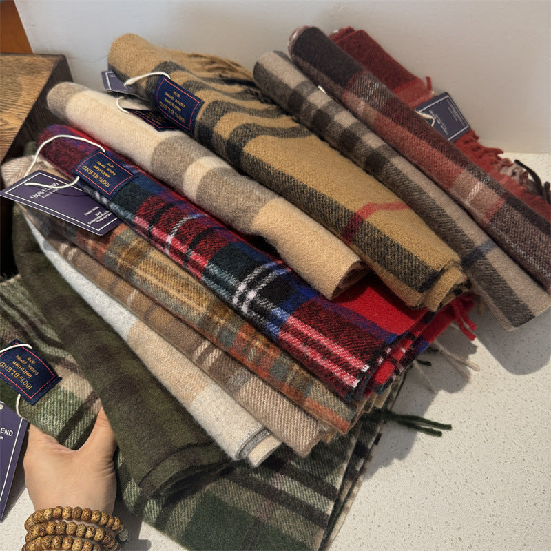 Unisex Cashmere-like Plaid Light Luxury Scarf