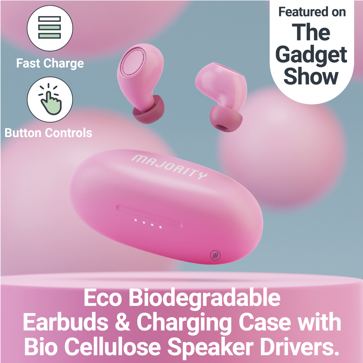 MAJORITY TRU BIO EARBUDS PINK