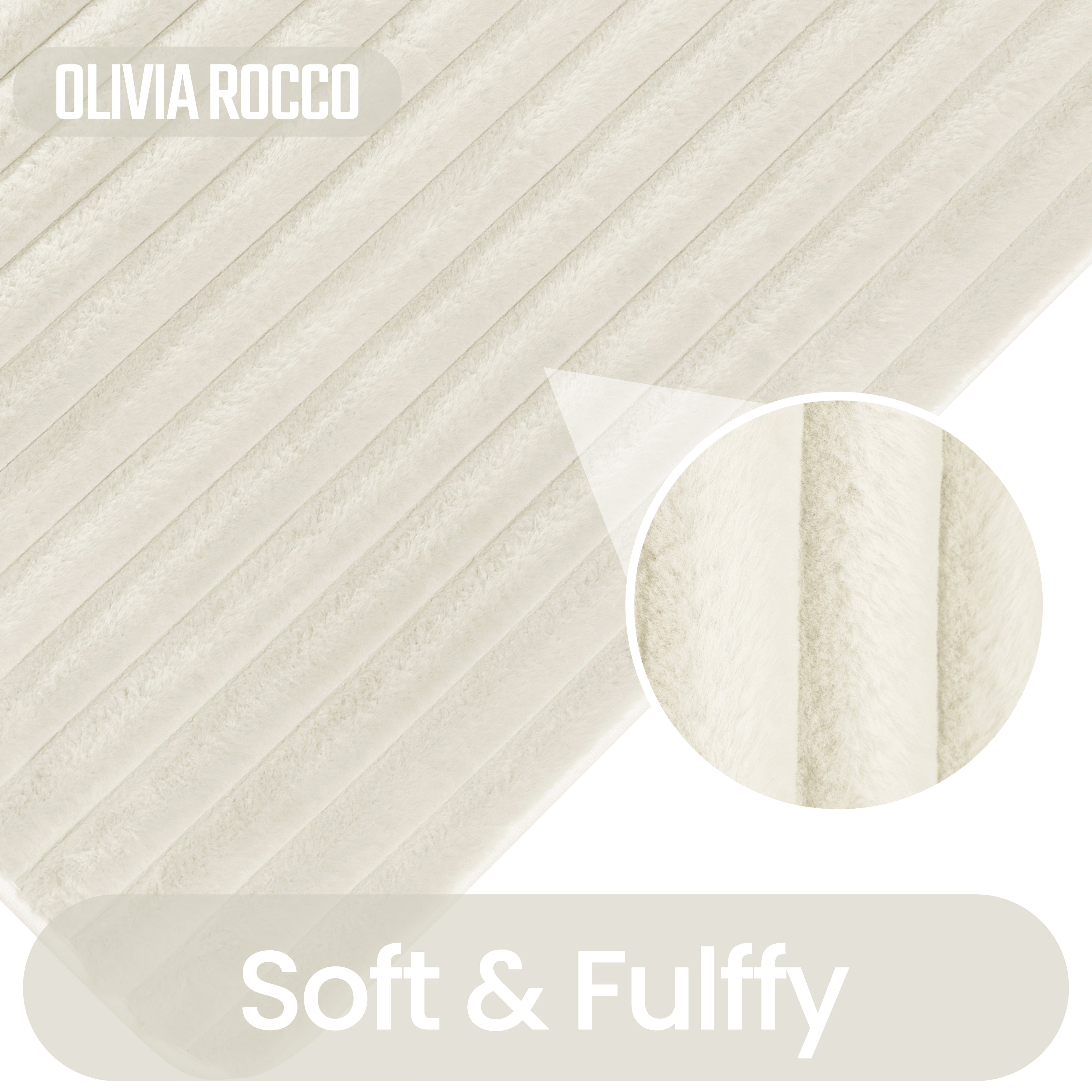 OLIVIA ROCCO 2 Piece Ribbed Bath Mat Set Cream Extra Soft Non Slip Super Absorbent Easy Care Bathroom And Toilet Mats For Home Use