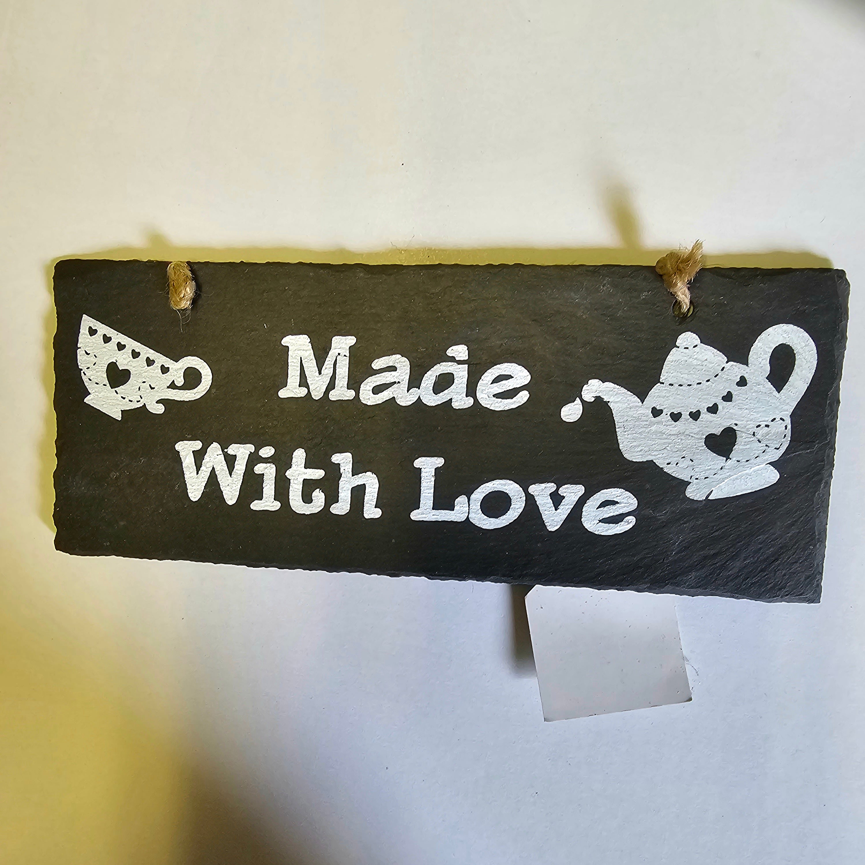 slate handmade plaque made with love.