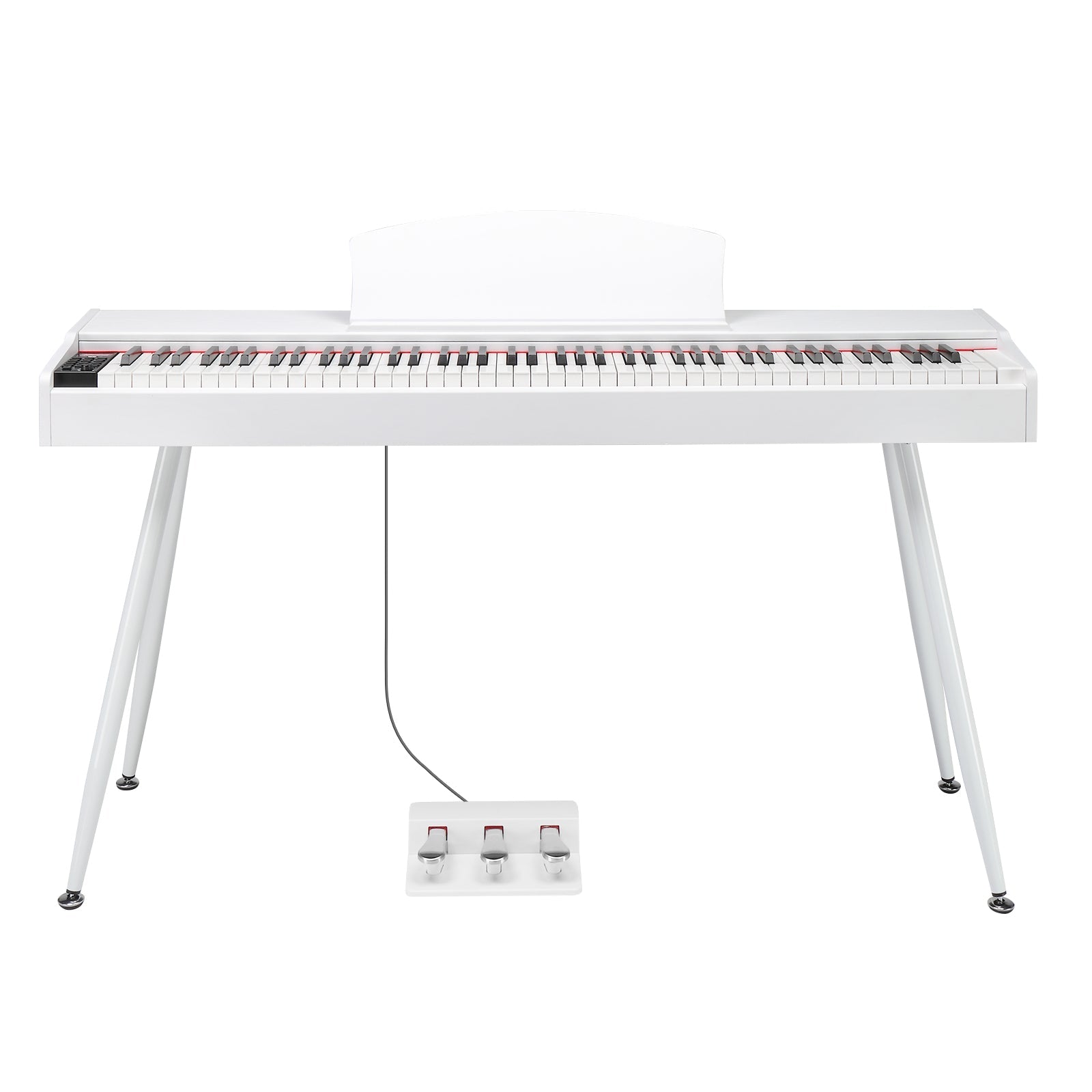 Glarry GDP-203 88 Key Standard Full Weighted Keyboards Digital Piano with Metal Stand, Power Adapter, Triple Pedals, Headphone,for All Experience Levels White Color