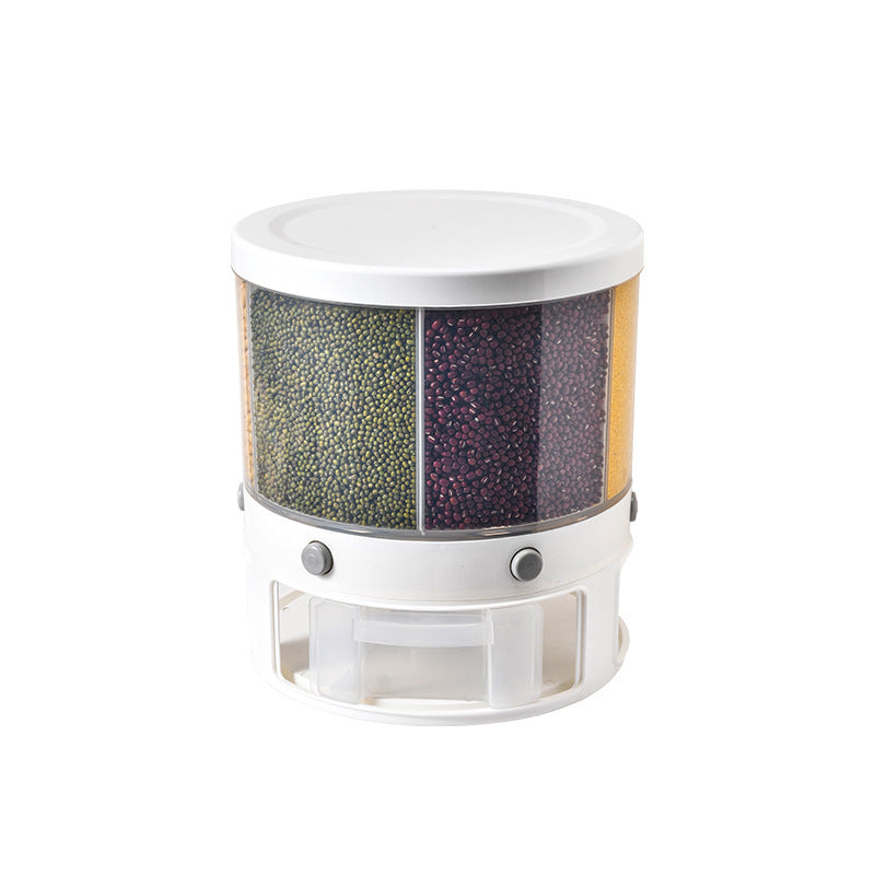 Food Storage Box Rotatable Multi-functional Dividing Rice Bucket Household Insect and Moisture Proof Grains Organizer