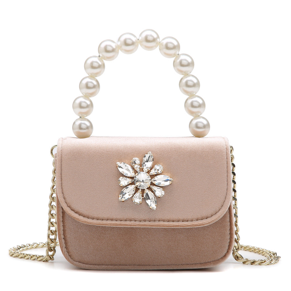 Women's Velvet Small Square Chain Shoulder Messenger Bag
