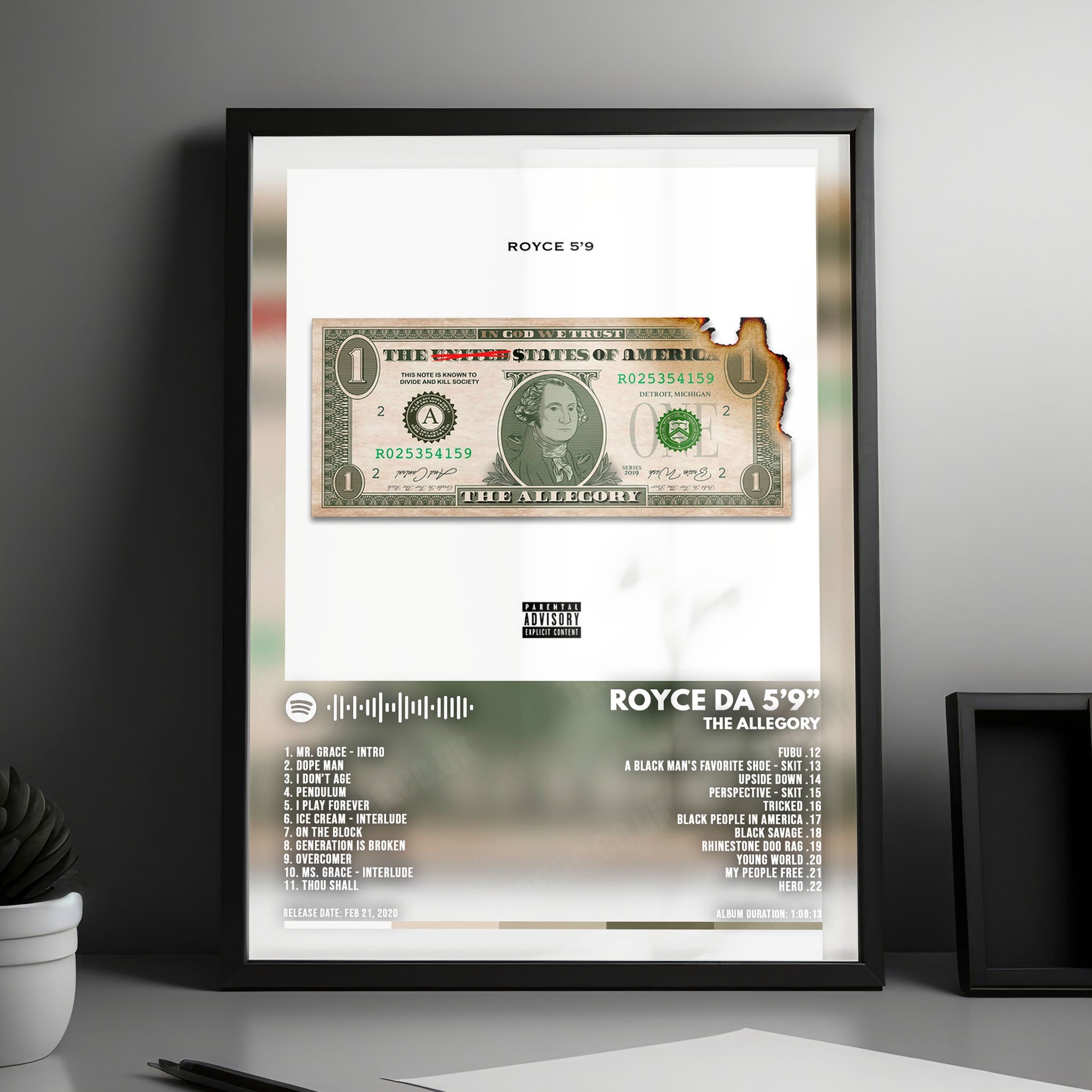 Royce da 5'9" "The Allegory" Album Cover Poster - with Complete Tracklist