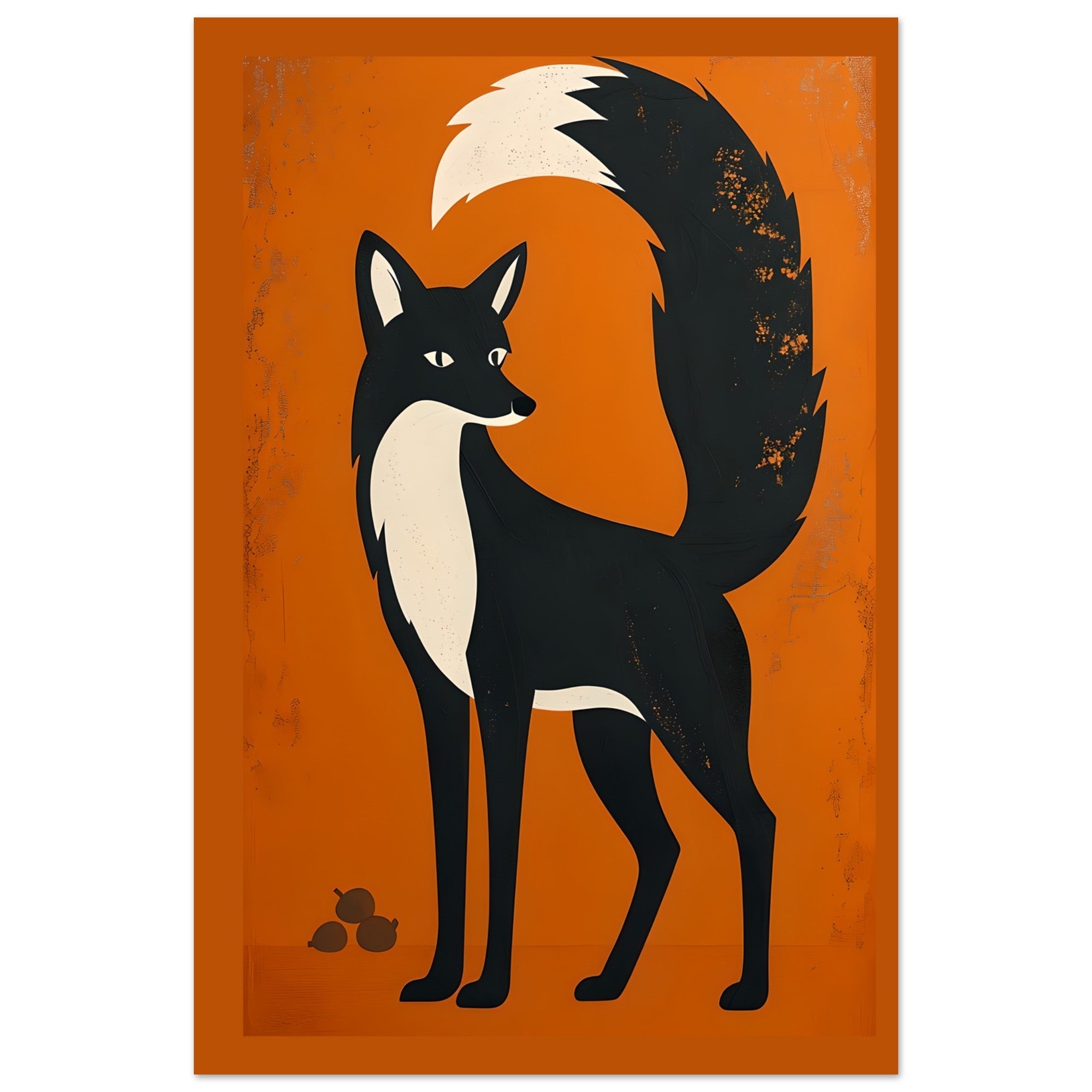 Modern Fox Poster - Scandinavian Woodland Animal Art - Retro Orange Minimalist Print for Home