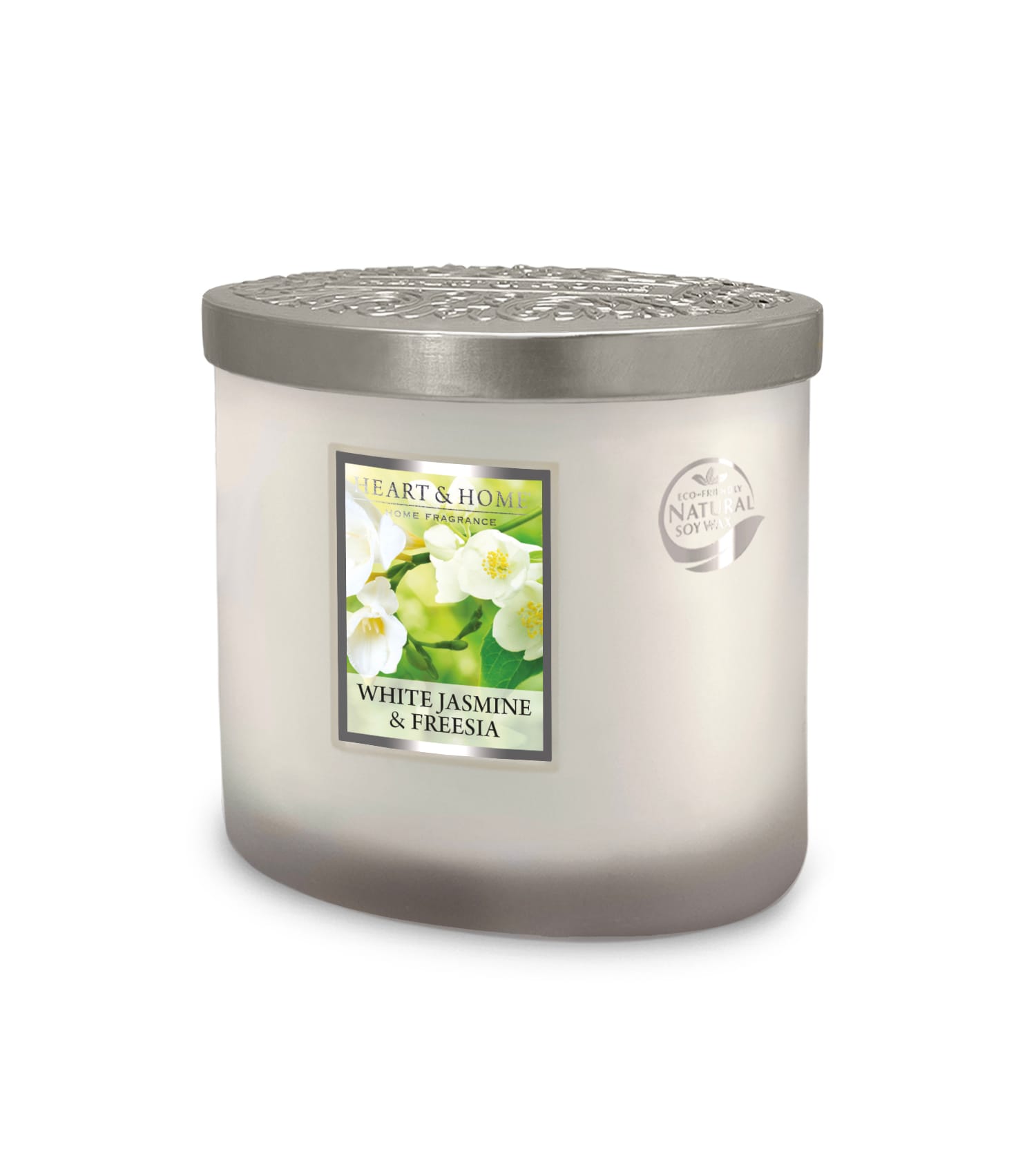 Heart & Home White Jasmine & Freesia Twin Wick Ellipse Soy Candle - 40 Hours Burn