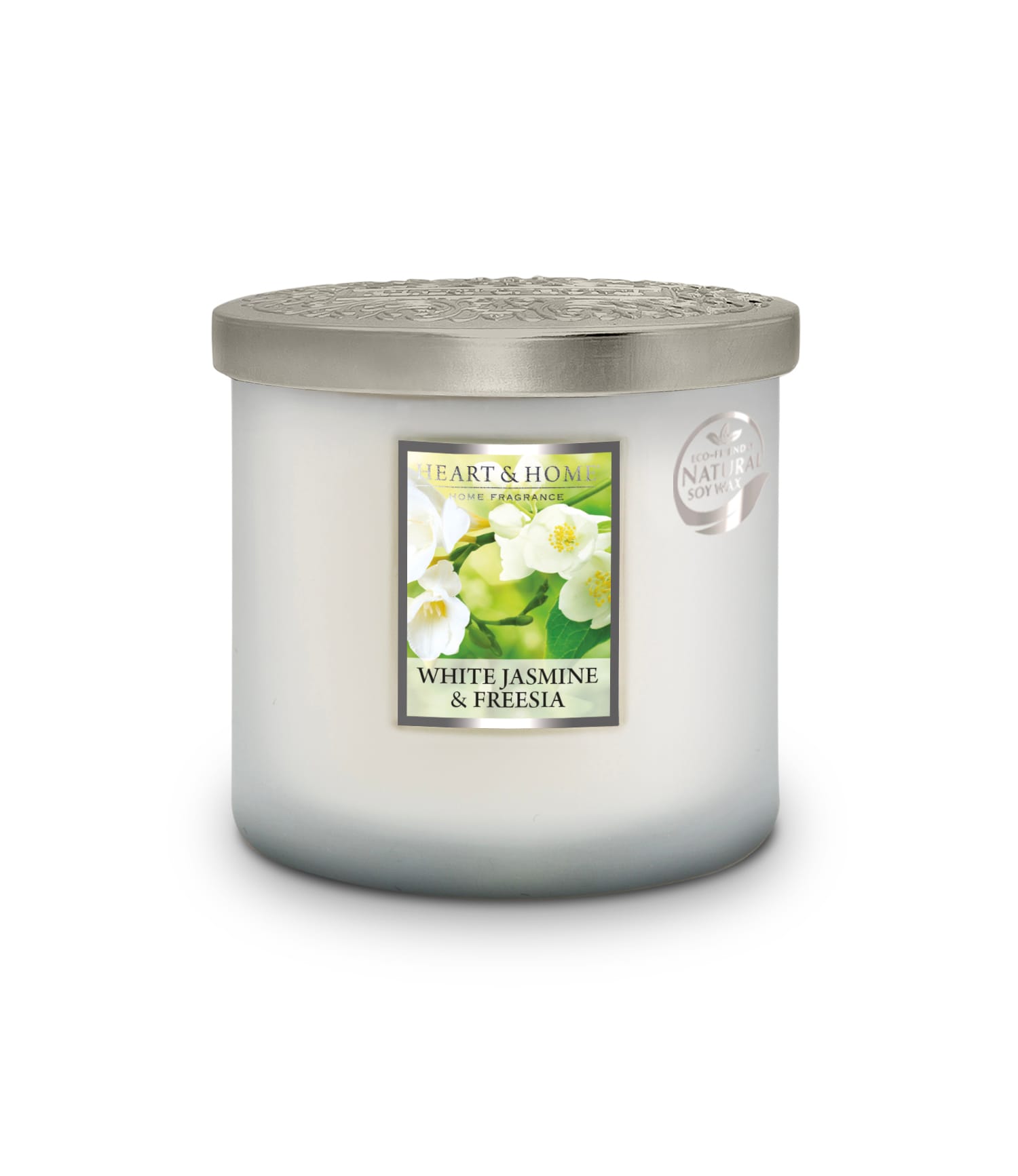 Heart & Home White Jasmine & Freesia Twin Wick Ellipse Soy Candle - 40 Hours Burn