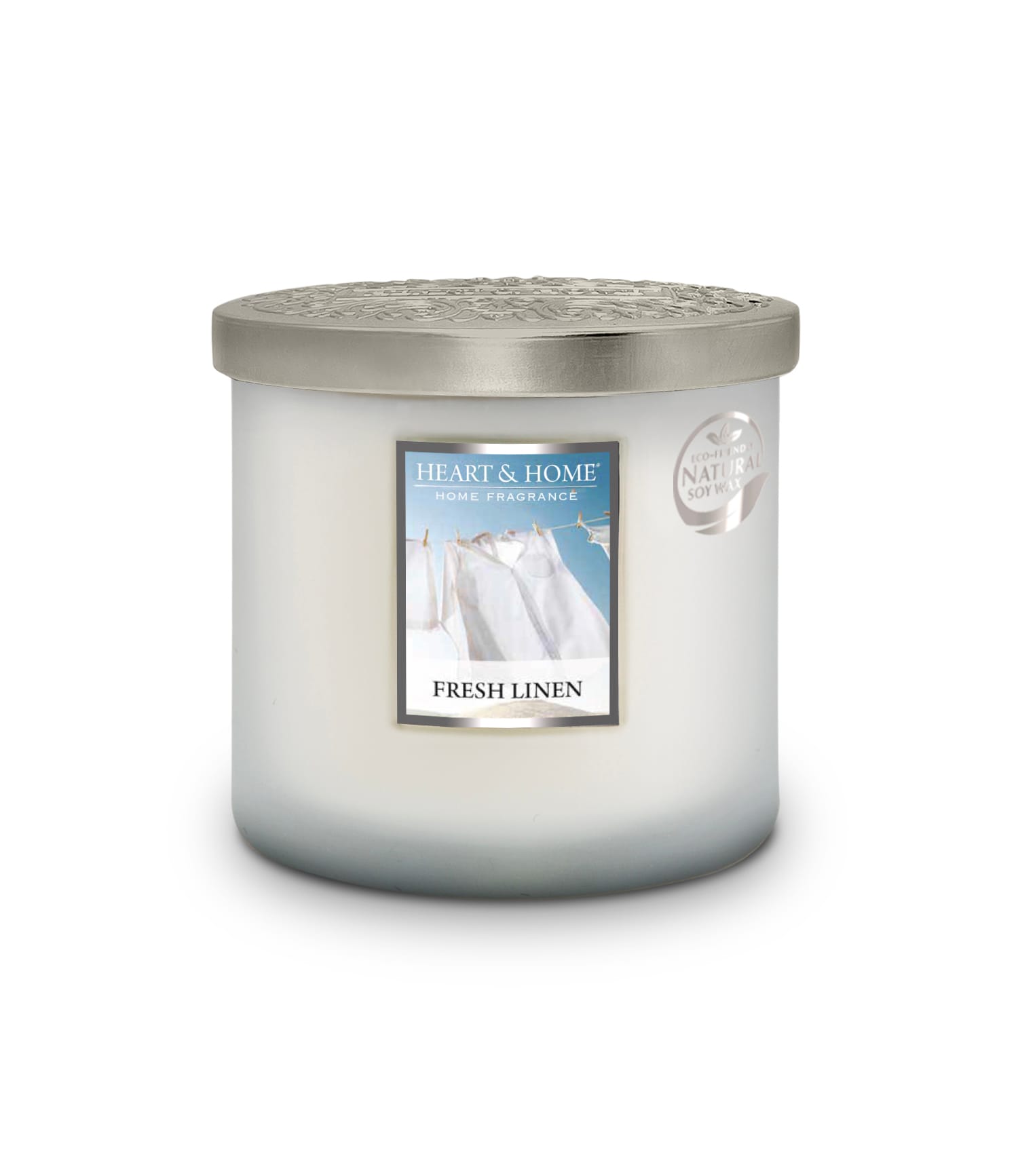 Heart & Home Fresh Linen Twin Wick Ellipse Soy Candle - 40 Hours Burn