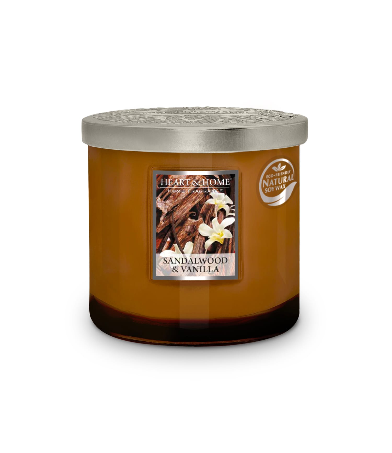 Heart & Home Sandalwood & Vanilla Twin Wick Ellipse Soy Candle - 40 Hours Burn