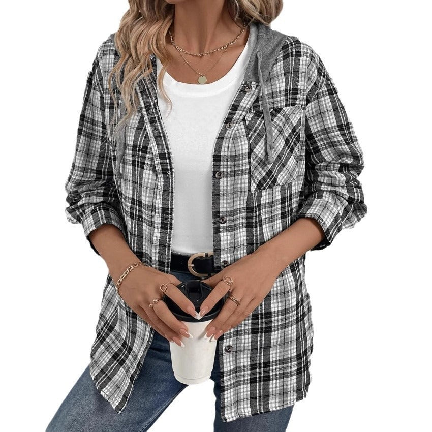 Women's Casual Fashion Loose-fit Plaid Shirt