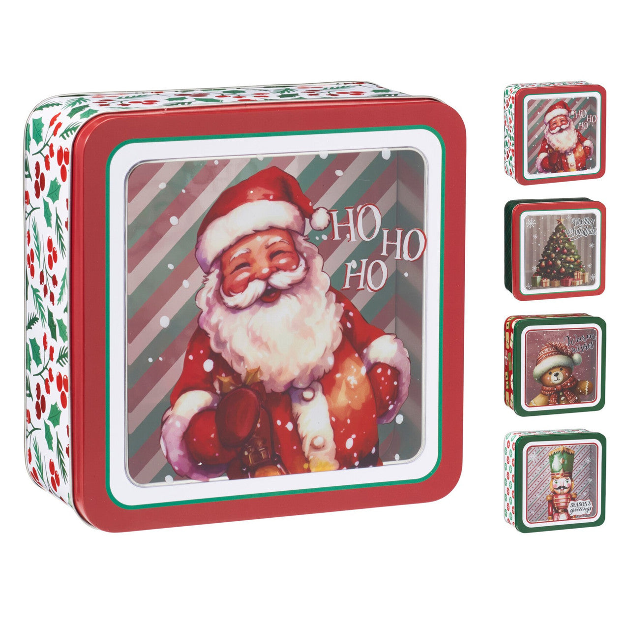 Storage Tin, Metal, Square Shape 190X190Xh85mm,Transparent Pet Lid one supplied