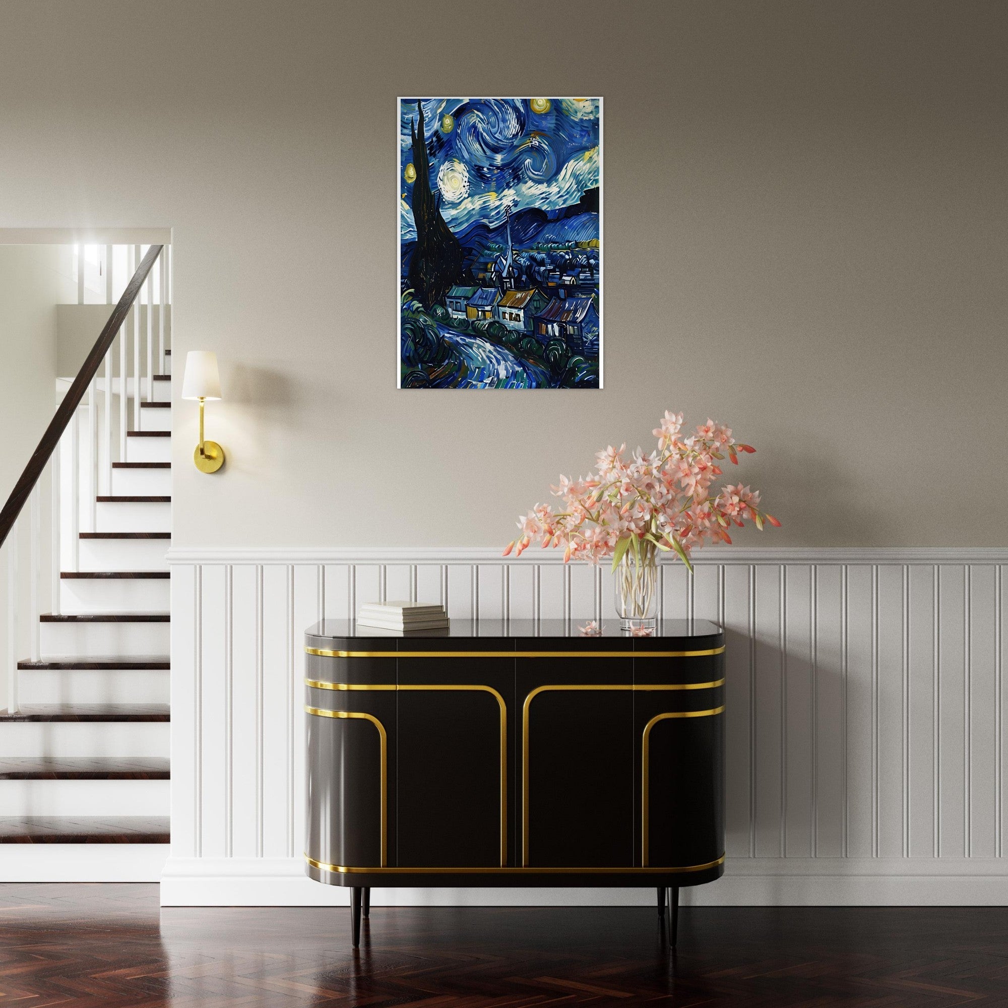 Starry Night Inspired Fine Art Print | Van Gogh Masterpiece Reproduction Poster | Classic Wall Decor